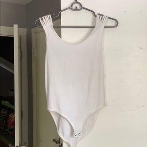 White open back bodysuit
